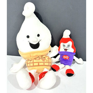 Vintage Dairy Queen Plush Toys Curly Top & Cherry Ice Cream Dolls Fast Food 1998